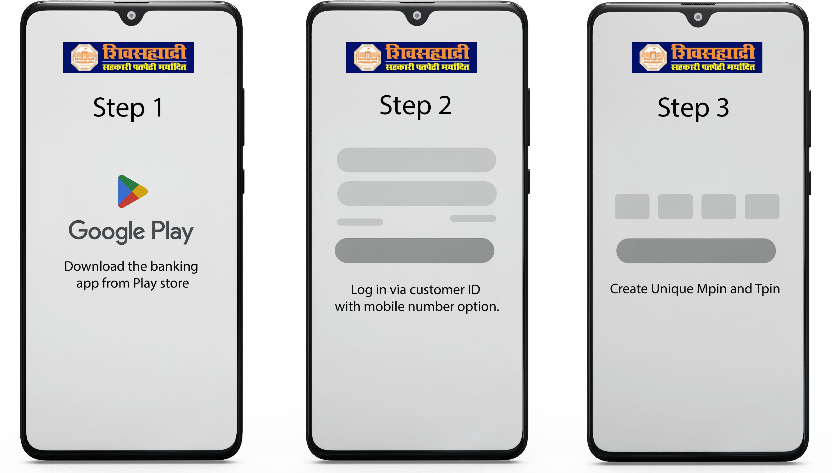 Steps for mobile banking app